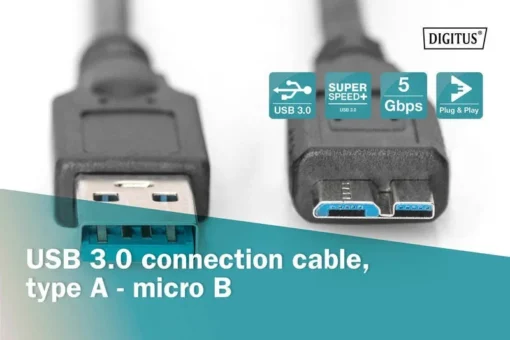 Digitus USB 3.0 connection cable USB A - Micro USB B 1m - Image 5