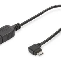 Digitus кабел adapter USB 2.0 HighSpeed OTG Typ microUSB B kątowy/USB A M/Z Black 015m