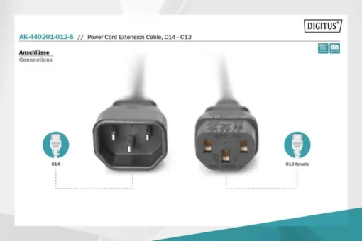 Digitus Power Cord Cable 1,2m IEC C14/IEC C13 M/F - Image 5