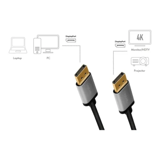 LogiLink DisplayPort cable, 4K/60 Hz,DP/M do DP/M,alu, 2m - Image 3