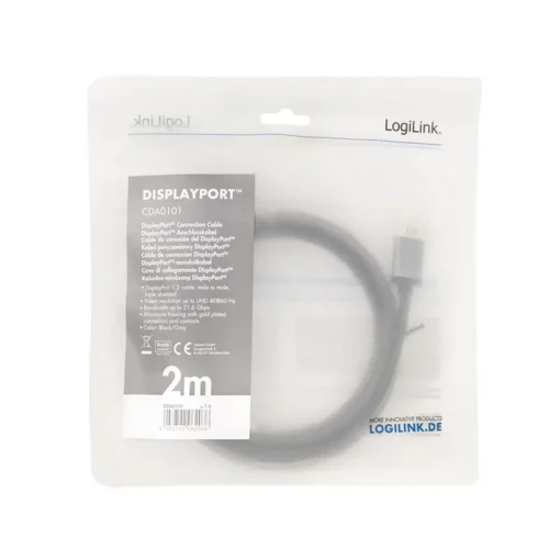 LogiLink DisplayPort cable, 4K/60 Hz,DP/M do DP/M,alu, 2m - Image 4