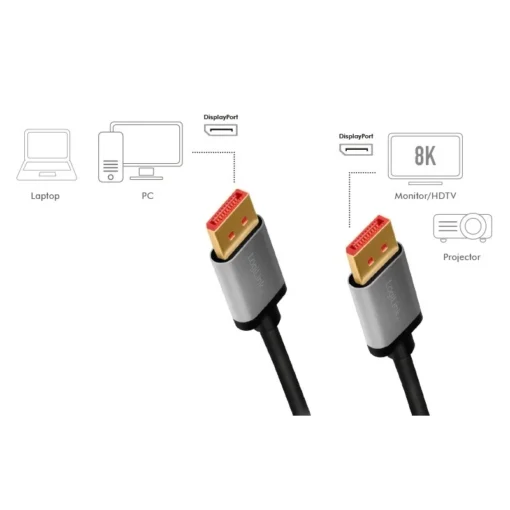 LogiLink DisplayPort cable 8K/60 Hz,DP/M do DP/M,alu. 1m - Image 3