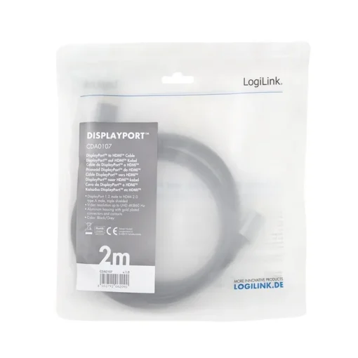 LogiLink Displayport to HDMI 4K/60Hz, alu, 2m - Image 4