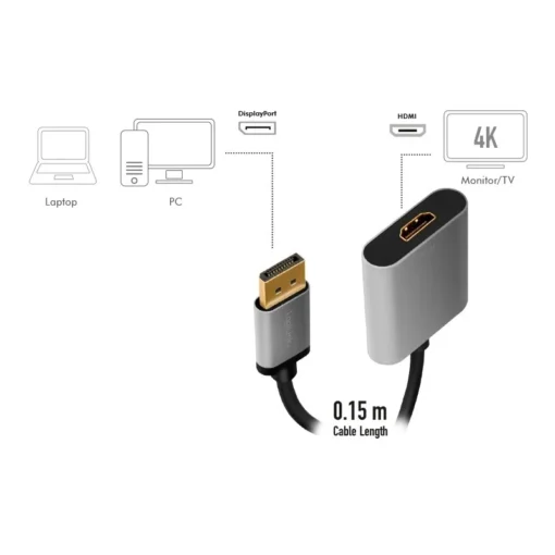 LogiLink Displayport to HDMI adap ter, 4K 60hz, alu, 0.15 - Image 3