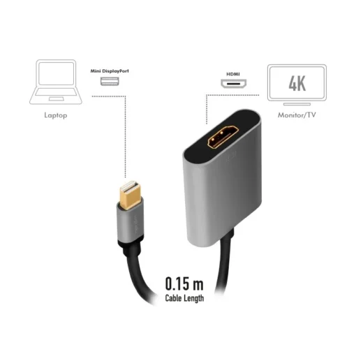 LogiLink Mini DisplayPort to HDMI adapter, 4K, alu, 0.15m - Image 3