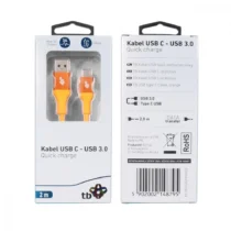 TB кабел USB 3.0 - USB C 2m PREMIUM 3A orange TPE