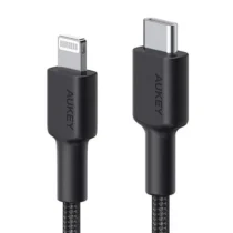 AUKEY Cable CB-CL03 Black nylon Lightning-USB C | 2m | USB Power Delivery USB-PD | certificate MFi