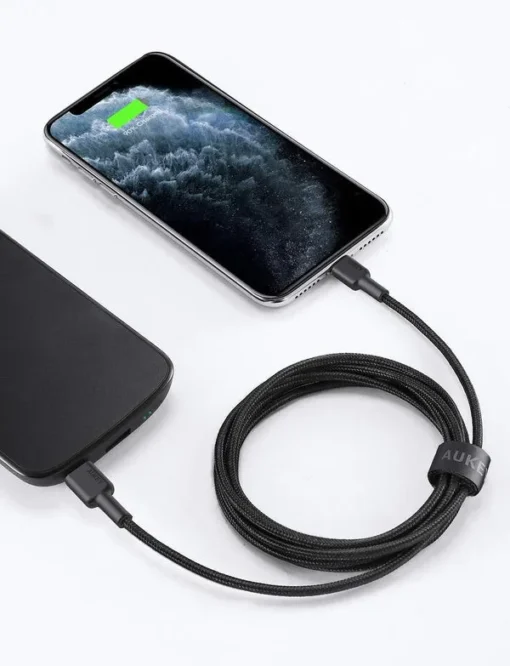 AUKEY Cable CB-CL03 Black nylon Lightning-USB C | 2m | USB Power Delivery USB-PD | certificate MFi Apple - Image 3