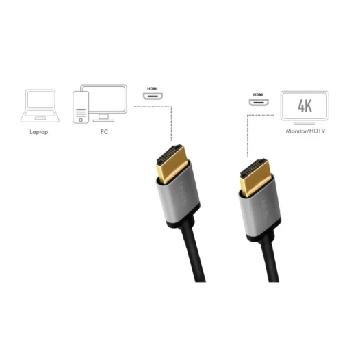 LogiLink HDMI cable 4K/60Hz, alu , black, 1m - Image 3