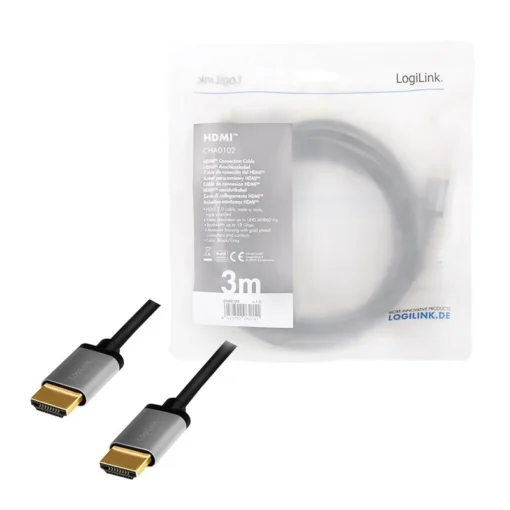 LogiLink HDMI cable 4K/60Hz, alu , black, 3m - Image 5