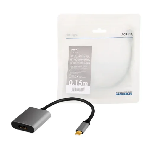 LogiLink USB-C to DP/F adapter, 4K/60Hz, alu, 0.15m - Image 5