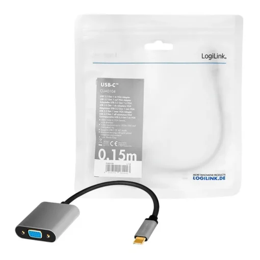 LogiLink USB-C to VGA adapter, 1080p, alu, 0.15m - Image 5