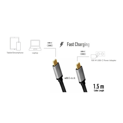 LogiLink USB-C M/M cable, PD, alu, 1.5m - Image 3