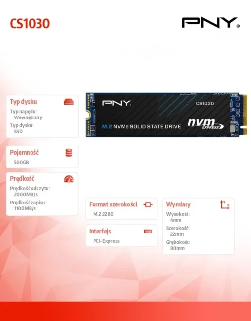 PNY SSD drive CS1030 500GB M.2 2280 - Image 3