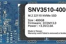 Synology SSD drive SATA 400GB M2 22110 SNV3510-400G