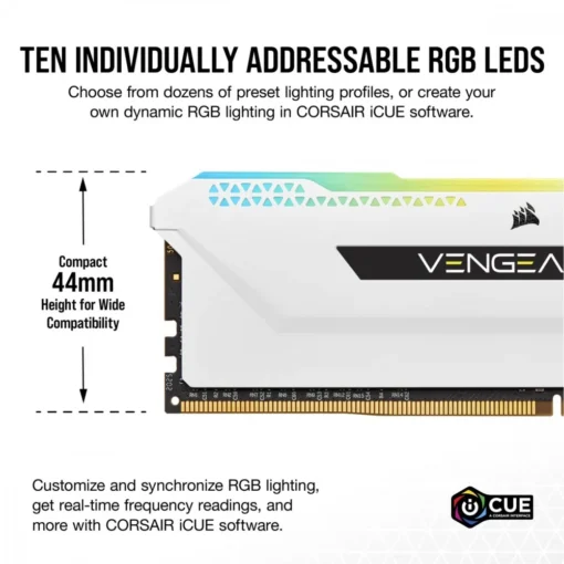 Corsair памет DDR4 Vengeance RGB PRO SL 32GB/3600(2*16GB) White - Image 4