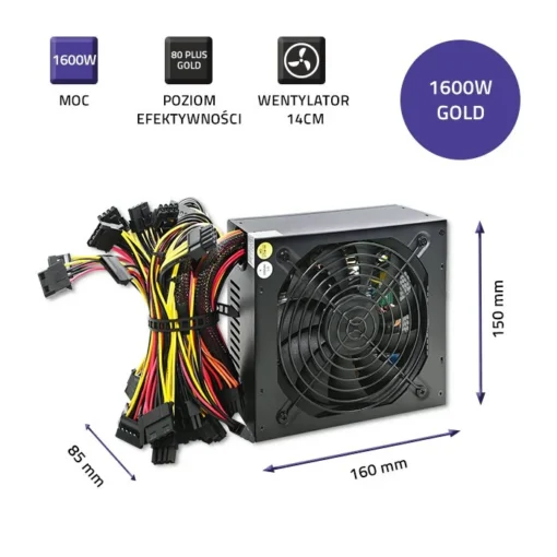 Qoltec захранващ блок ATX | 1600W | 80 Plus Gold | Bitcoin Miner - Image 4