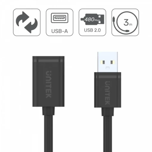 Unitek Extension cable USB 2.0 AM-AF, 0.5M; Y-C447GBK - Image 5