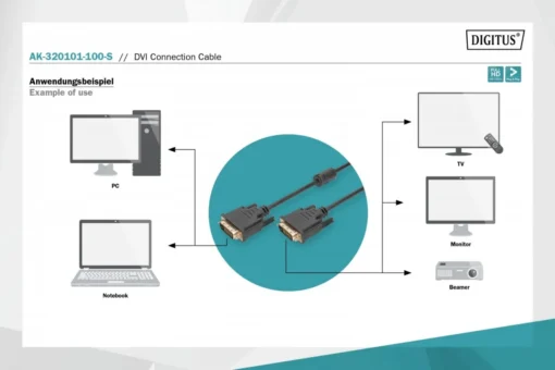 Digitus Cable connection DVI-D DualLink Type DVI-D (24+1)/DVI-D (24+1) M/M Black 10m - Image 4