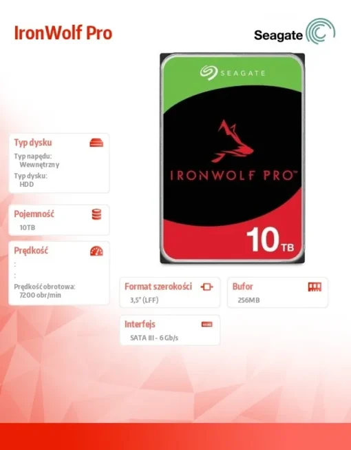 Seagate Drive IronWolfPro 10TB 3.5 256MB ST10000NT001 - Image 2