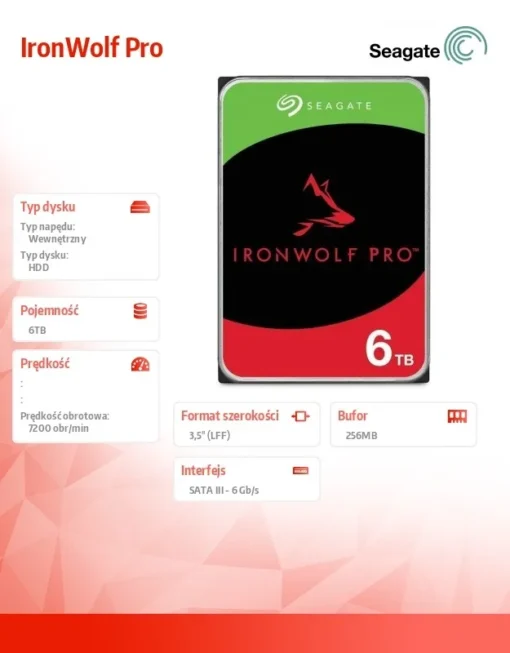 Seagate Disc IronWolfPro 6TB 3.5 256MB ST6000NT001 - Image 2