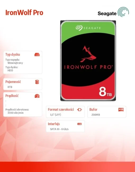 Seagate Disc IronWolfPro 8TB 3.5 256MB ST8000NT001 - Image 2