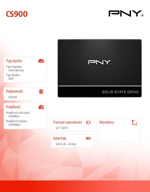 PNY SSD 250GB 2,5 SATA3 SSD7CS900-250-RB - Image 3