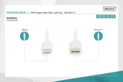 Digitus Lightning to USB-C cable DB-600109-020-W - Image 3