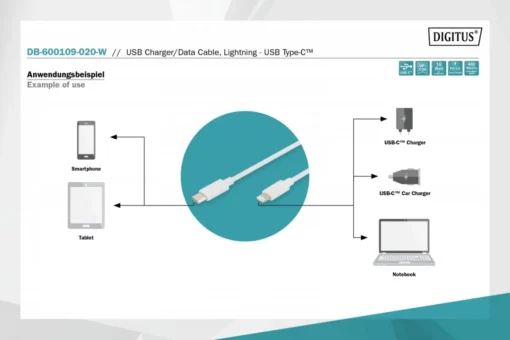 Digitus Lightning to USB-C cable DB-600109-020-W - Image 4