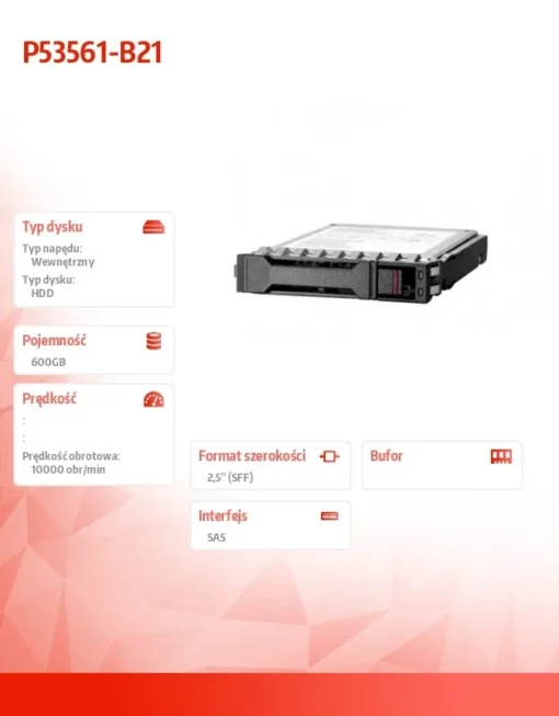 Hewlett Packard Enterprise Disc 600GB SAS 12G Mission Critical 10K SFF BC Multi Vendor HDD P53561-B21 - Image 2