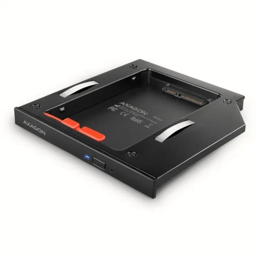 AXAGON RSS-CD12 2.5 SSD/HDD caddy into DVD slot 12.7 mm LED ALU