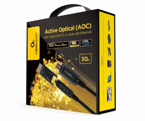 Gembird Cable AOC High Speed HDMI with ethernet 30 m with adapter D/A - Image 2