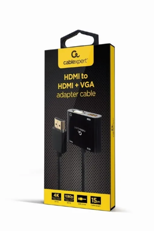 Gembird HDMI male to HDMI female + VGA female adapter with audio and extra power port - Image 4