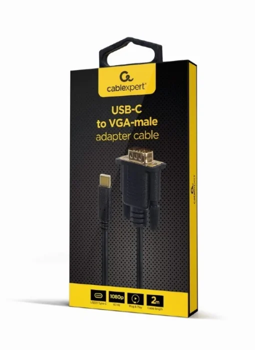 Gembird Cable USB-C to VGA male 1920x1080 60Hz - Image 2