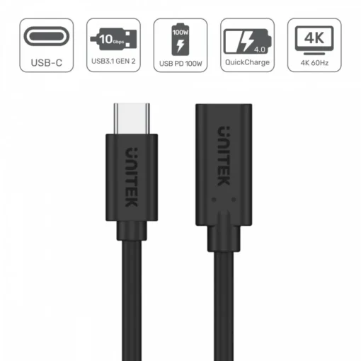 Unitek Extension Cable USB-C 3.1; M/F; 0,5m; C14086B - Image 3