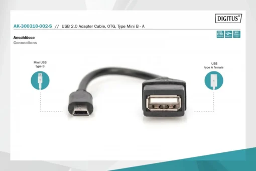 Digitus Cable OTG USB-miniUSB 0,2m - Image 5