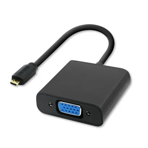 Qoltec Adapter Micro HDMI D male / VGA female | + 3.5mm AUX | 0.2m - Image 2