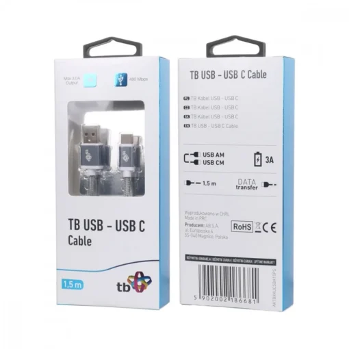 TB Cable USB - USB C 1.5 m gray tape premium