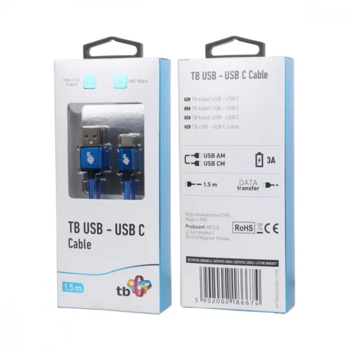 TB USB - USB C cable 1.5 m blue tape premium