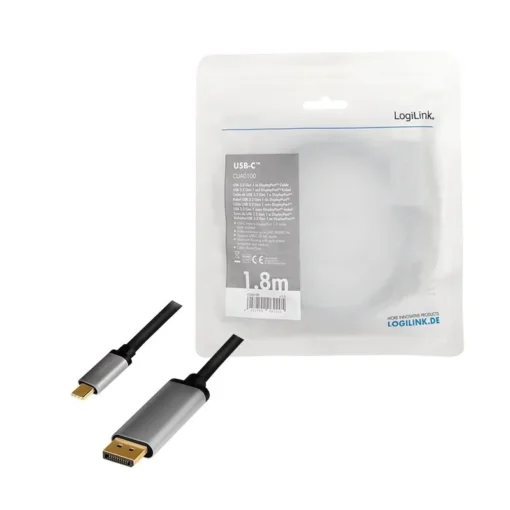 LogiLink USB-C to DP cable, 4K 60Hz, alu, 1.8m - Image 5