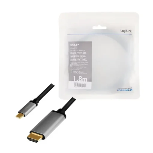 LogiLink USB-C to HDMI cable, 4K 60Hz, alu, 1.8m - Image 5