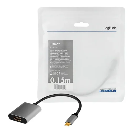 LogiLink USB-C to HDMI/F adapter, 4K/60Hz, alu, 0.15m - Image 5