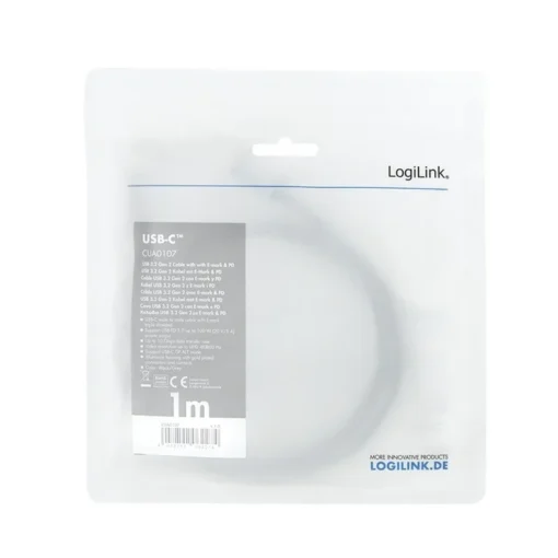 LogiLink USB-C M/M cable, 4K/60Hz , PD, alu, 1m - Image 4