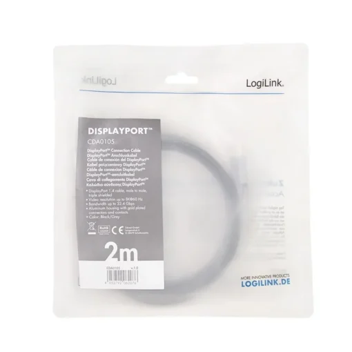 LogiLink Displayport cable 8K/60 Hz,DP/M do DP/M,alu. 2m - Image 4