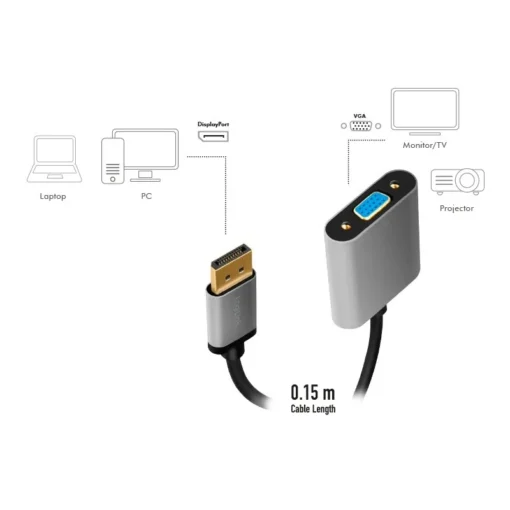 LogiLink Displayport to VGA adapt er, 1080p/60Hz,alu,0.15 - Image 3