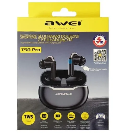 AWEI Bluetooth Headphones 5.3 T50 Pro TWS Black - Image 2