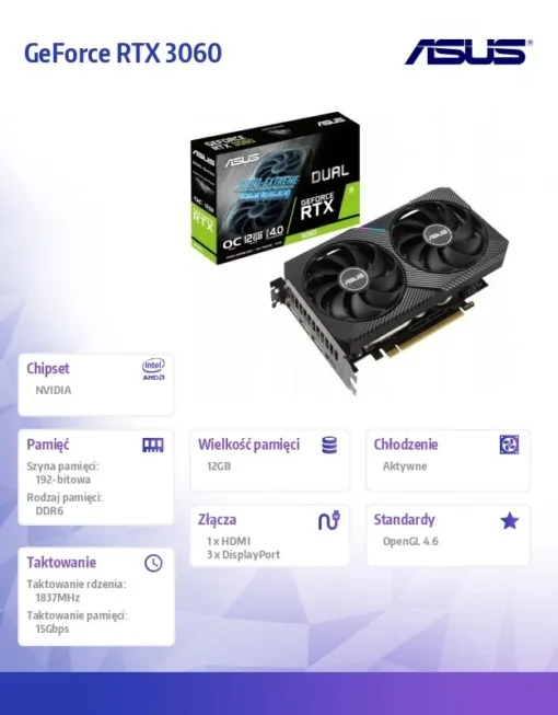 Asus видео карта GeForce RTX 3060 DUAL OC V2 12GB GDDR6 192bit 3DP/HDMI - Image 5