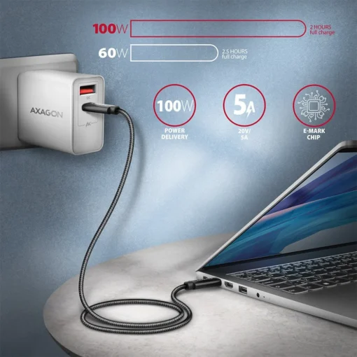 AXAGON AXAGON BUCM432-CM10AB c able USB-C-USB-C, USB4. - Image 4