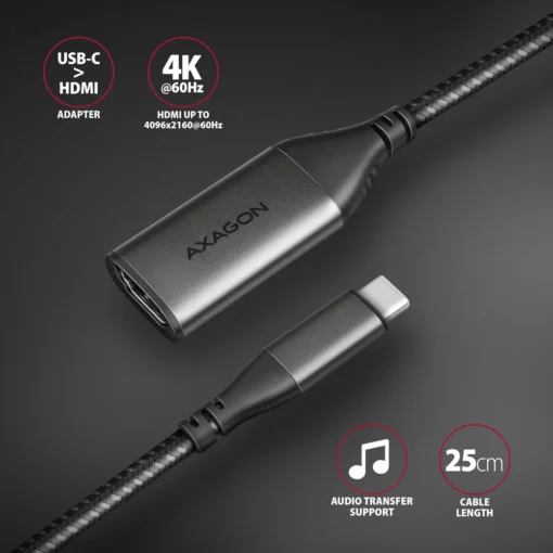 AXAGON AXAGON RVC-HI2M, USB-C to HDMI 2.0 adapter 4K - Image 2