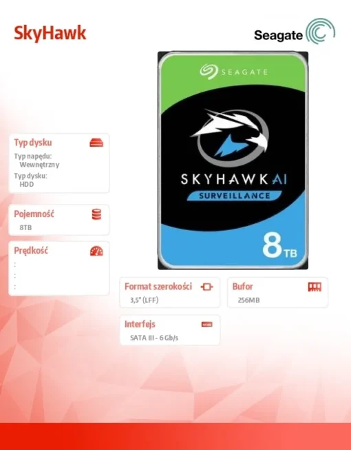 Seagate HDD SkyHawk 8TB 3,5 inches 256MB ST8000VX010 - Image 2